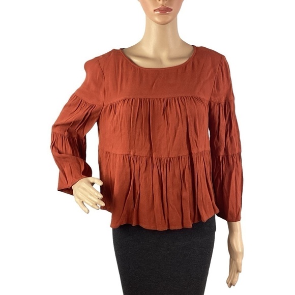 Madewell Tiered Button Back Top Size M Burnished Rust - Picture 1 of 7